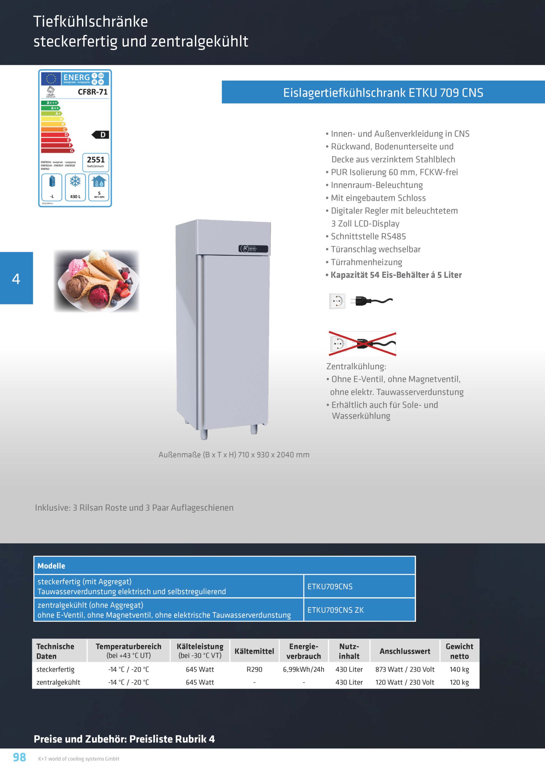 Kühl- Tiefkühlschränke für spezielle Anforderungen Eislagertiefkühlschrank GN 2_1