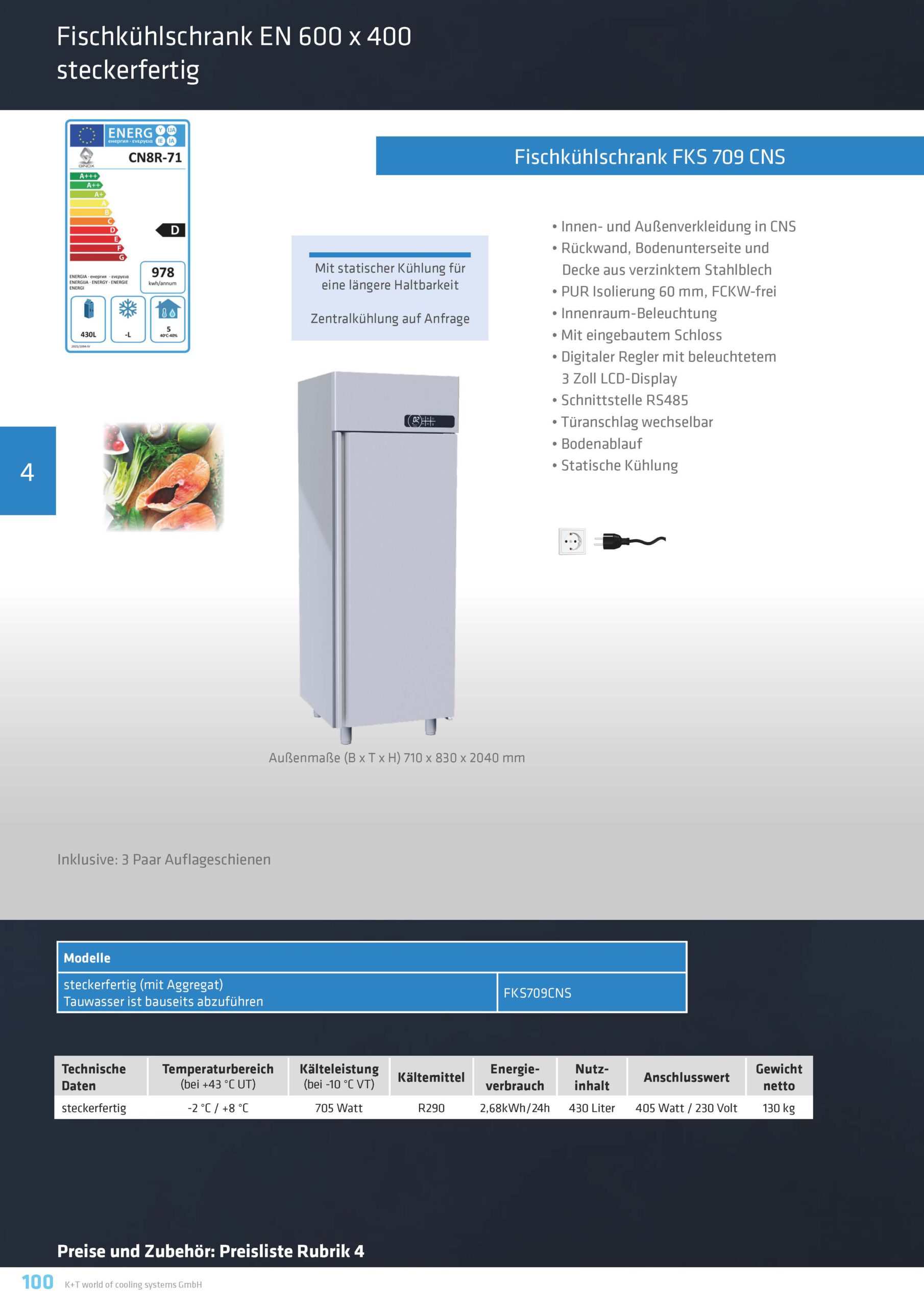 Kühl- Tiefkühlschränke für spezielle Anforderungen Fischkühlschrank EN 600 x 400
