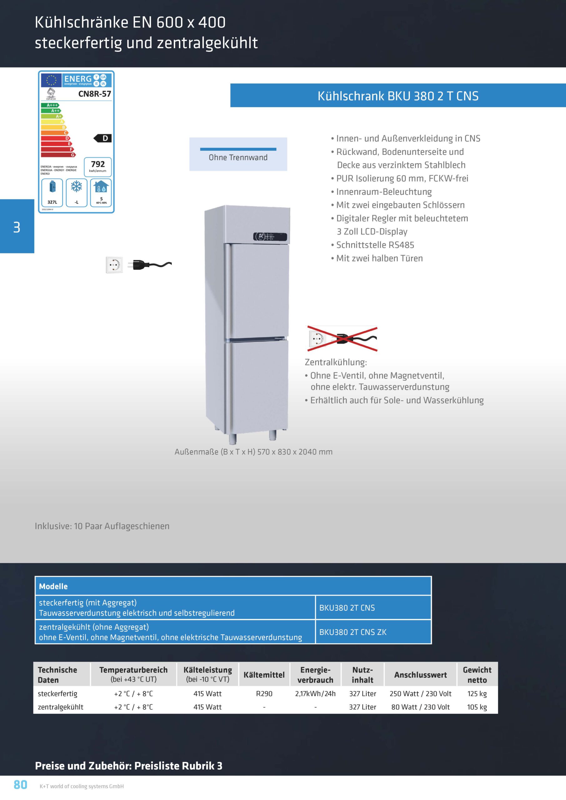 Kühlschränke EN 600 x 400 Kühlschrank mit ½ Tür