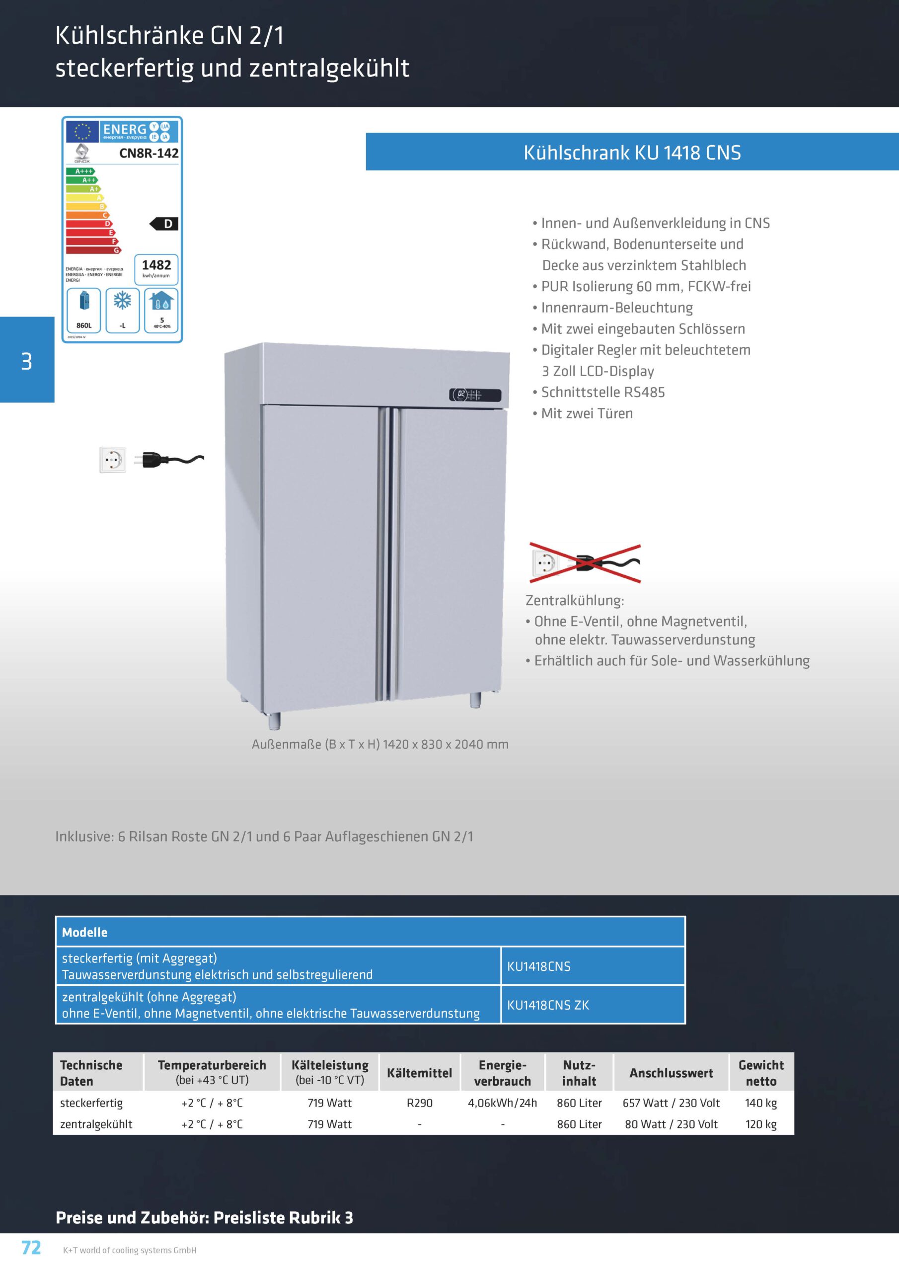 Kühlschränke GN 2_1 Doppeltürenkühlschrank