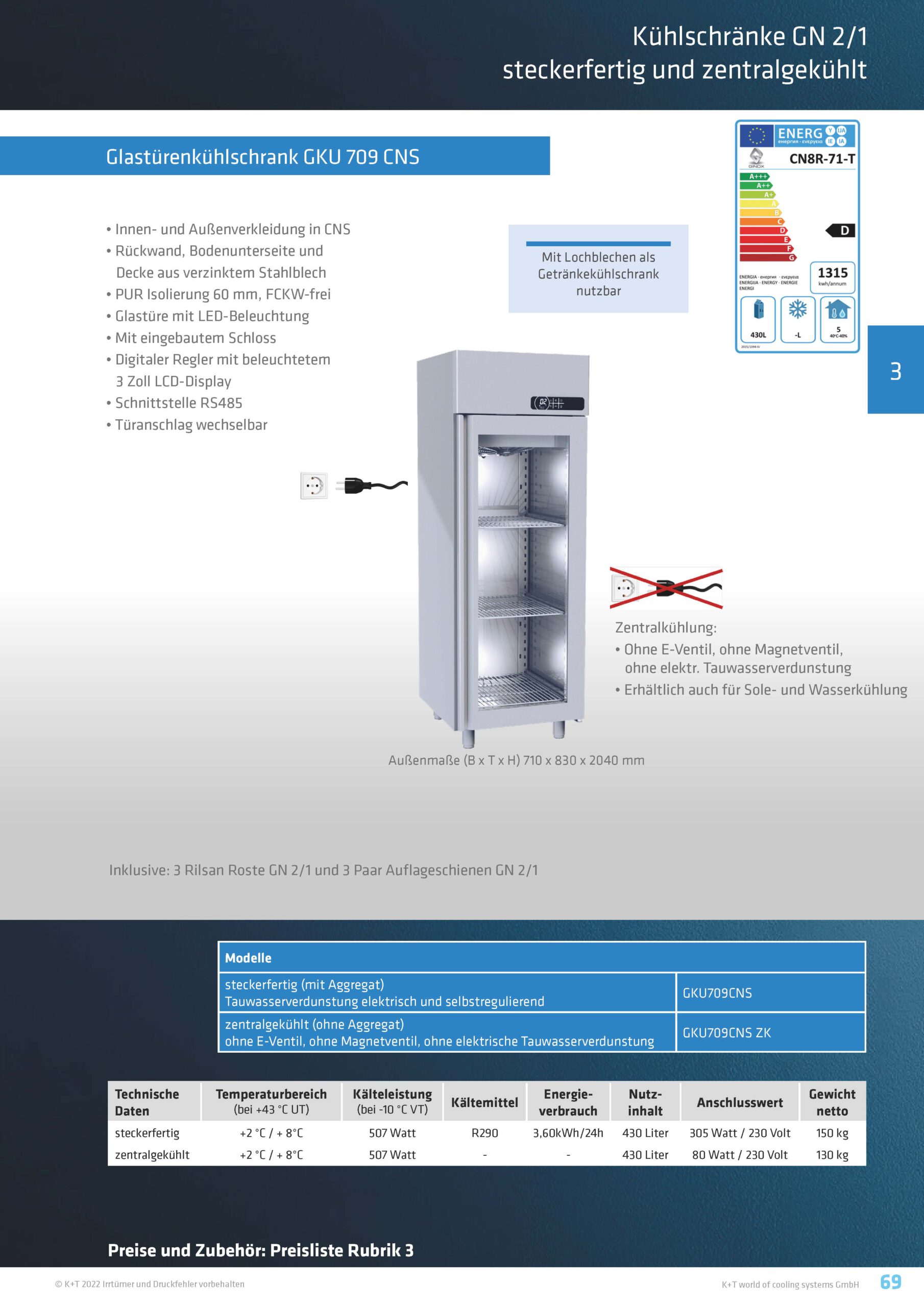 Kühlschränke GN 2_1 Glastürenkühlschrank