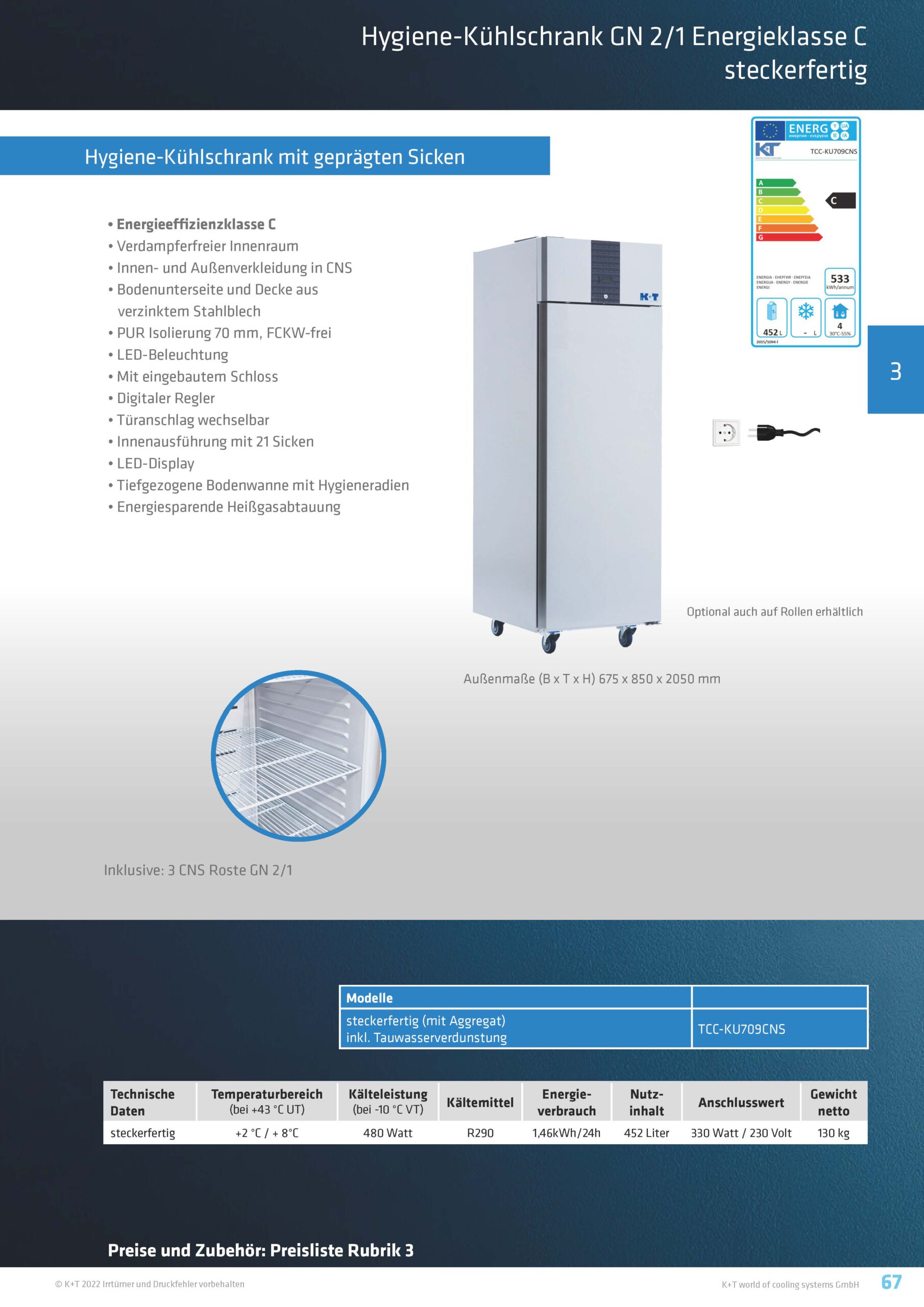 Kühlschränke GN 2_1 Hygienekühlschrank Energie C