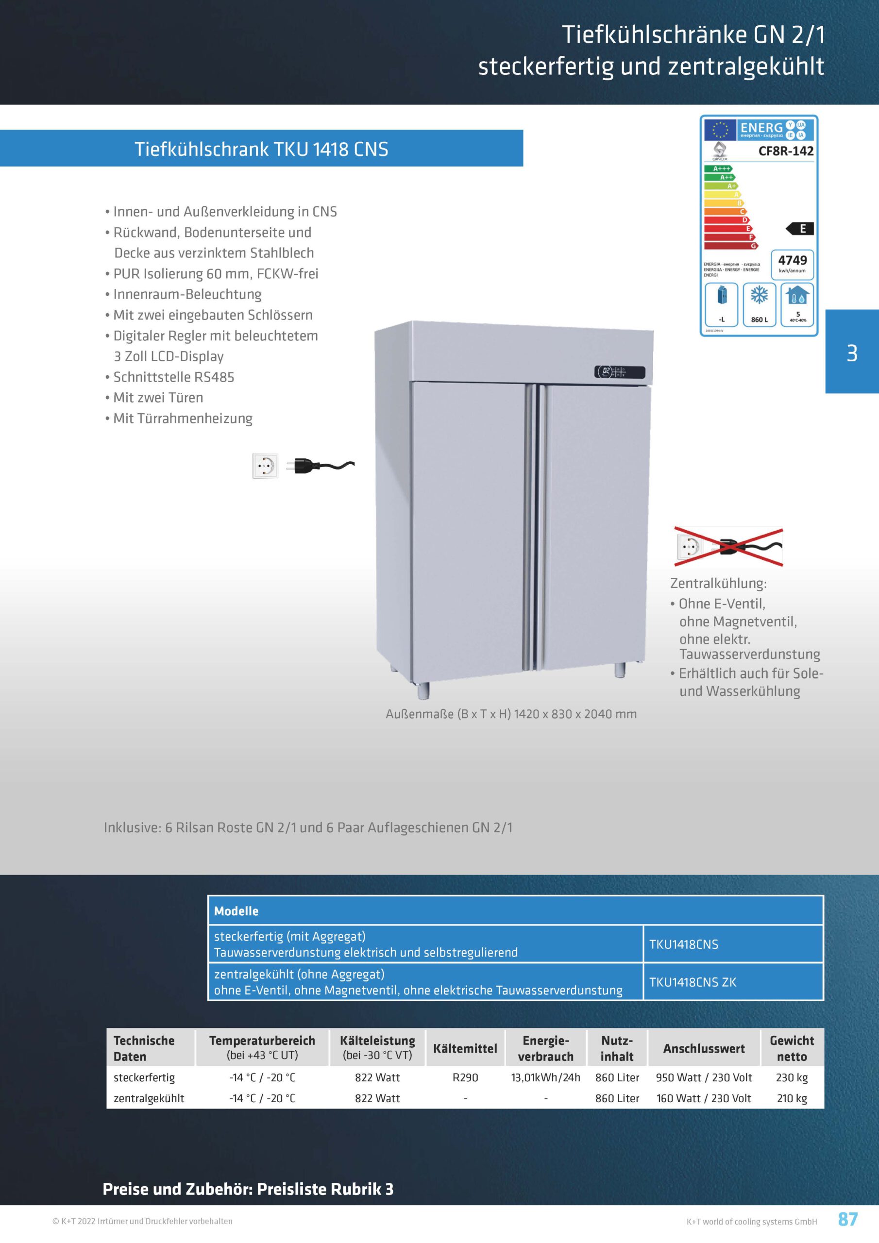 Tiefkühlschränke GN 2_1 Doppeltürentiefkühlschrank
